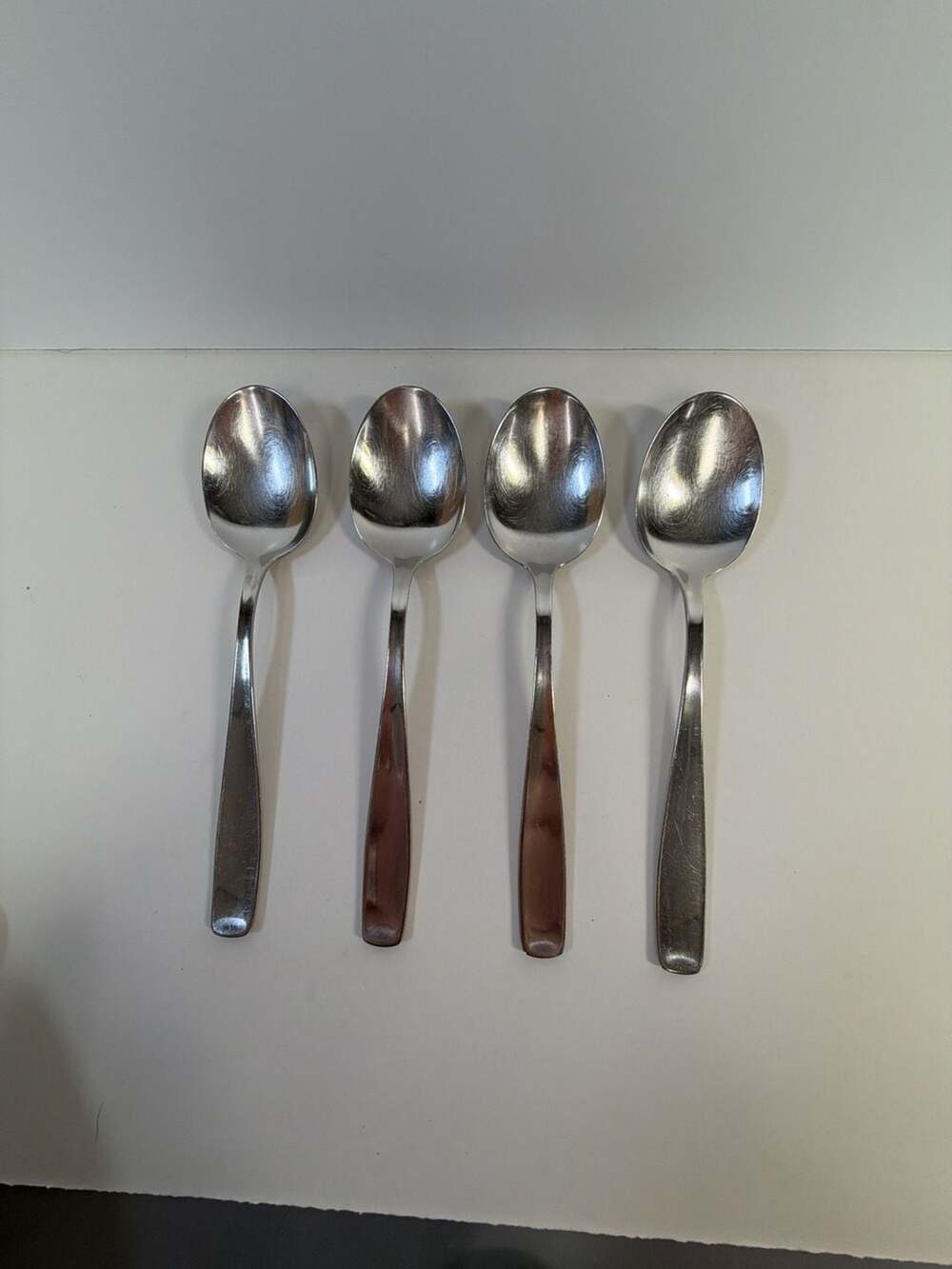 WMF William Cromargan LINE 4 OVAL SOUP / PLACE SPOONS Stainless Steel GERMANY